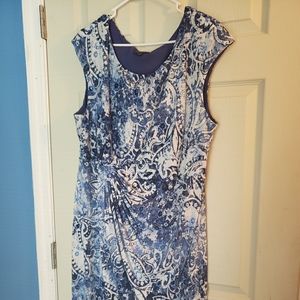 Connected Apparel Blue & White Elegant/Work Dress